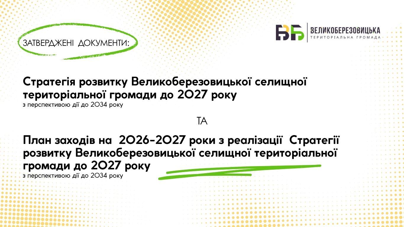 Стратегія розвитку Великоберезовицької селищної територіальної громади до 2027 року (з перспективою дії до 2034 року)